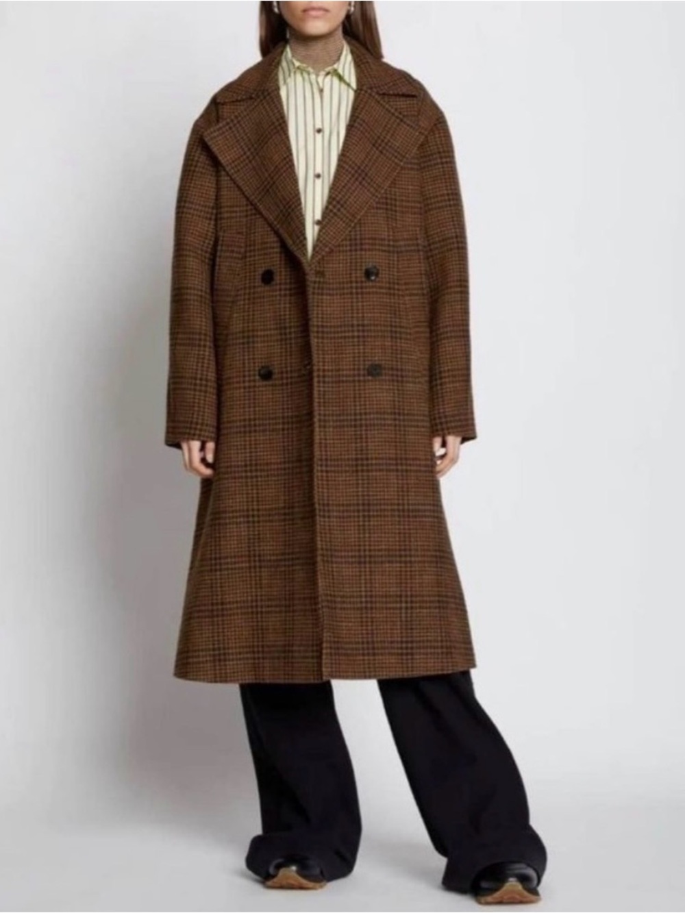Proenza Schouler Plaid Double-Breasted Wool Blend Coat